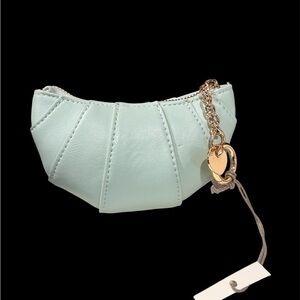 Croissant Mint Green Bag Charm with Gold Accents